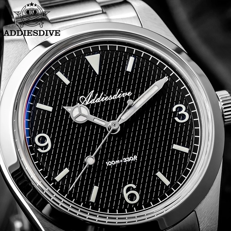 ADDIESDIVE 36MM Men's Luxury Watch With Japanese Movement K1 Bubble Glass 100M Waterproof C3 Night Light 316L Steel Quartz Watch - view 3