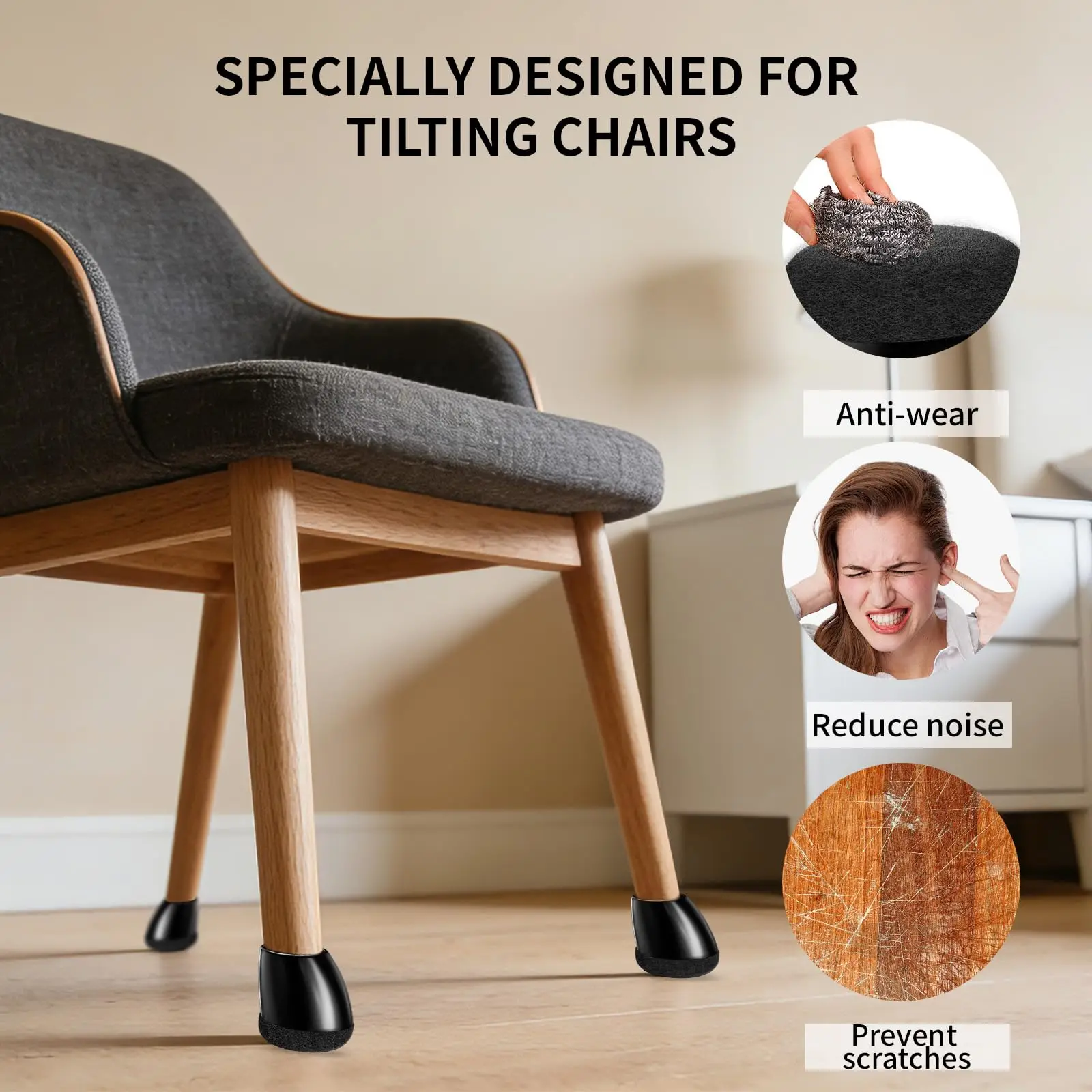 Chair Leg Protectors Foot Cover 15-25° Diagonal Thick Wrap Felt Pads Silicone Furniture Table Feet Protect Hardwood Floors Table image 4