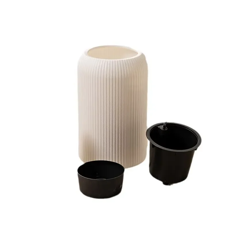 for Cheap Large Size Plastic Cylinder Plant Pot Luxury Modern Vertical PP Garden Planter for Hotel