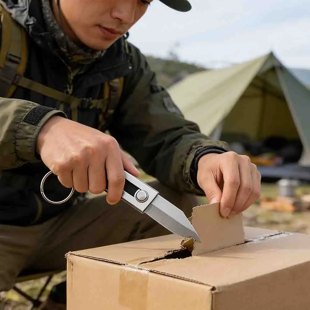 

Keychain Knife Metal Folding Utility Knife Portable Pocket Knife Mini Unboxing Tool Stainless Steel Outdoor EDC Multi Tool