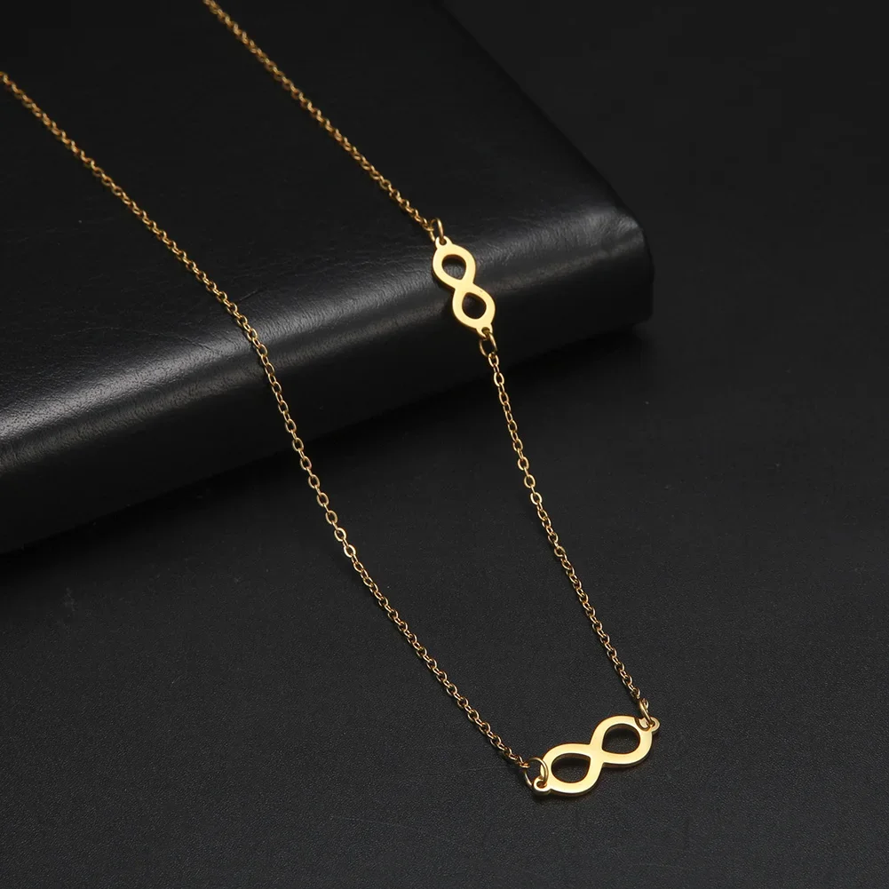 Skyrim Lucky Number Eight Stainless Steel Necklace Women\'s Fashion Simple Infinite Shape Anniversary Gift Jewelry Wholesale