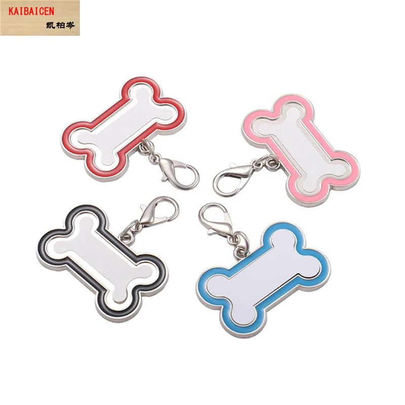 

20SETS Sublimation blank Cat Dog Pet Tag Keychain Metal Pet Name for Cat Puppy Dog Collar Tag Pendant Keyring Bone Pet Access