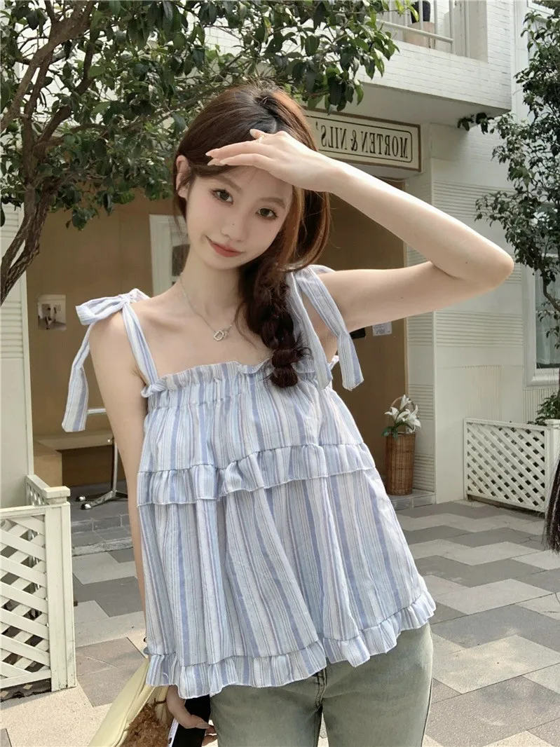 

Striped Tie-Dye Tube Top Women's Summer 2025 New Sle Vaion Feelings Spicy Girl Tea System Vest Tops Ci Walk Outerwear