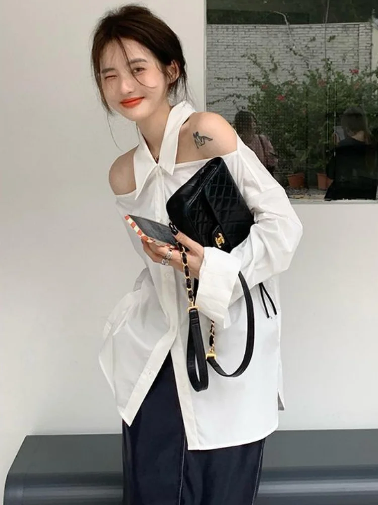 Shirts Women Hollow Out Daily Sexy Designer Ladies Special Solid Fashion Leisure Spring Loose Korean Style All-match Simple Cozy