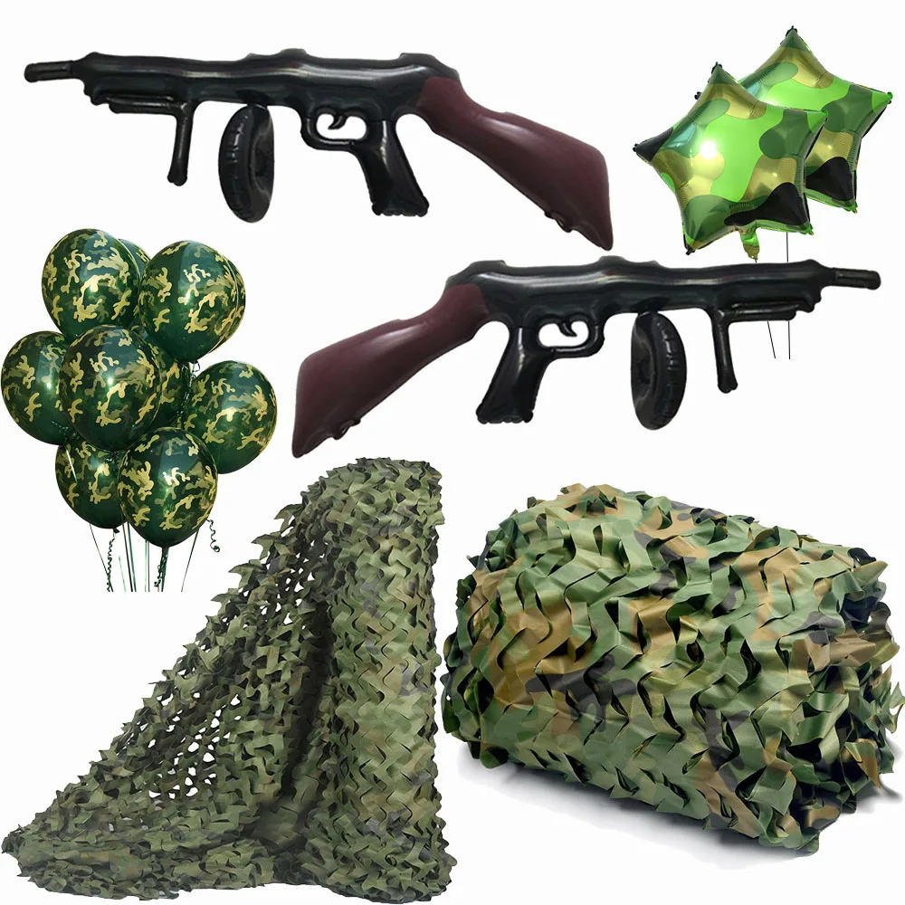 Armee Party Dekoration Camo Ballon Pistole Ballon Camo Tarnung Netz Jagd militärische Geburtstags feier Dekorationen – Detail 1