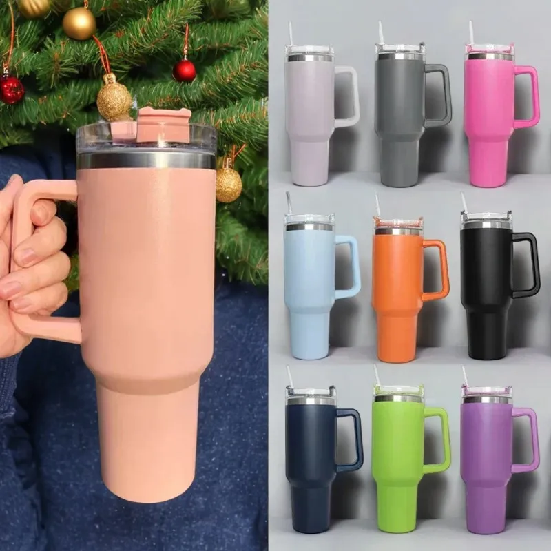 40oz Mug Tumbler With Handle Insulated Stainless Steel Coffee Tumbler With Lids Straw Tumbler Termos Cup for Travel Thermal Mug