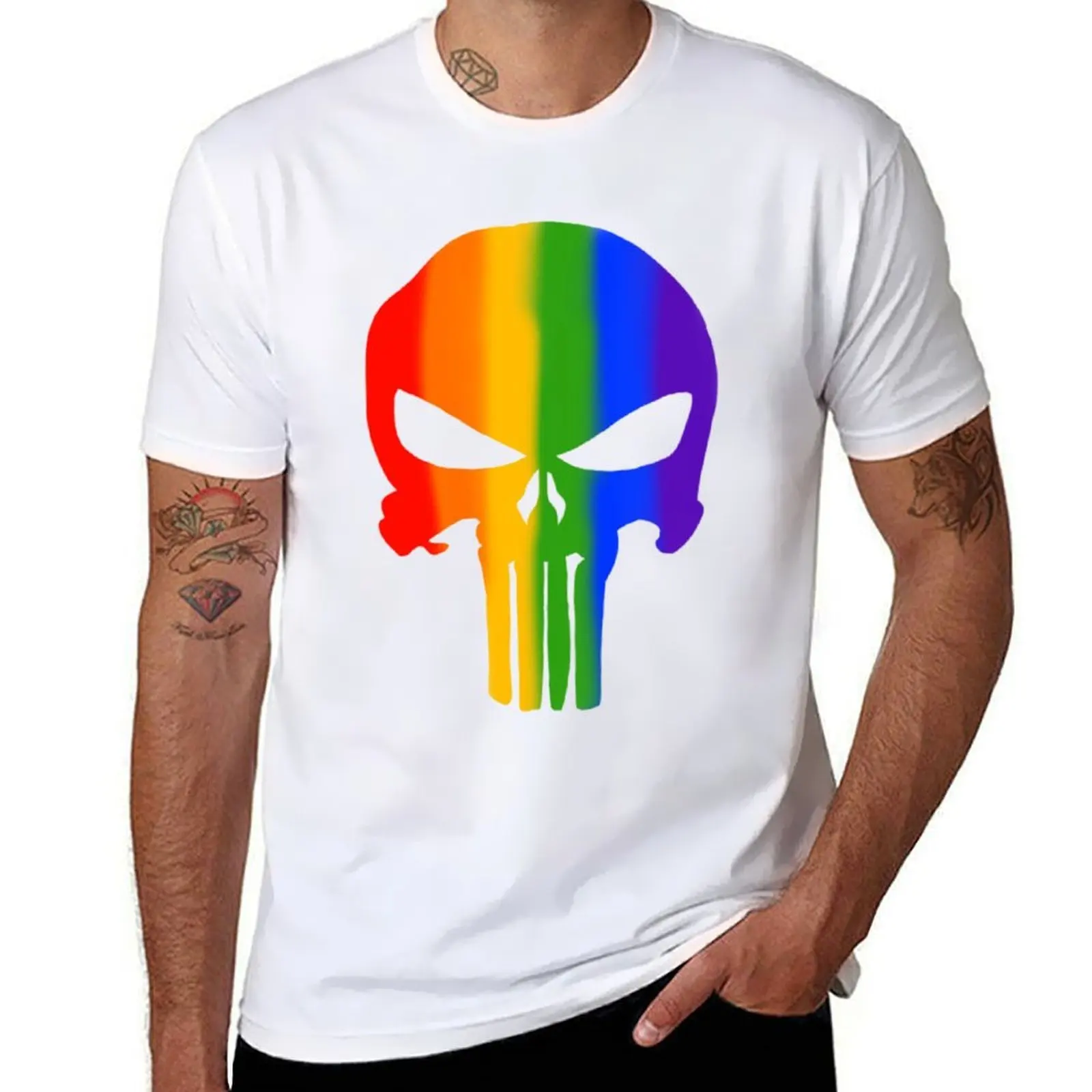 

Gay Pride Skull T-Shirt essential t shirt cotton t shirt pack T-Shirt