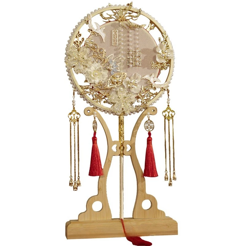 

Group Fan Bride Wedding DIY Material Package Xiuhe Ancient Embroidery Handmade Wedding Chinese Wedding Happy Fan