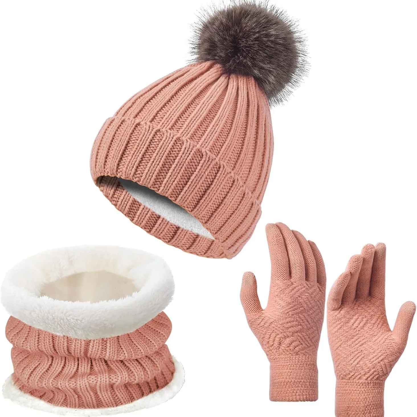 Herren Winddichte Mütze Outdoor Reisen Freizeit Winter Schal Handschuhe Dreiteiliger Hals One Plus Kaschmir Warme Winter Strickmütze