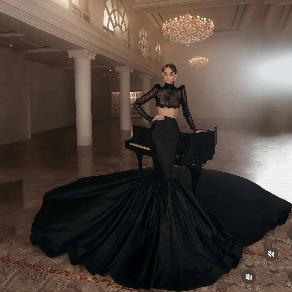 

Magnificent Skirts Women Mermaid jupe femme Black Maxi Skirt Zipper Long Skirt with Train Black Custom Made
