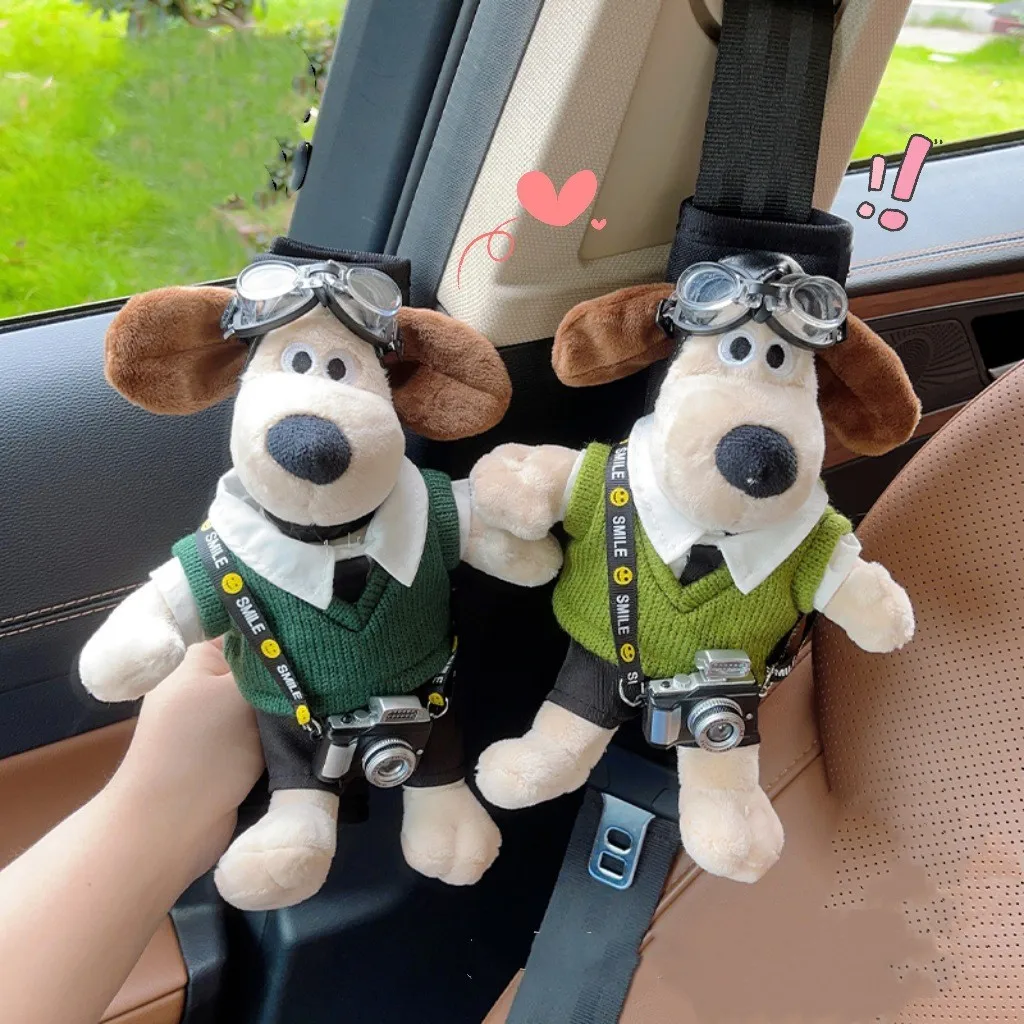 

New Car Seat Belt Shoulder Pads Cute Cartoon Dog Plush Car Shoulder Pads Pilot Clothes Doll Seat Belt Car Accessories Interior