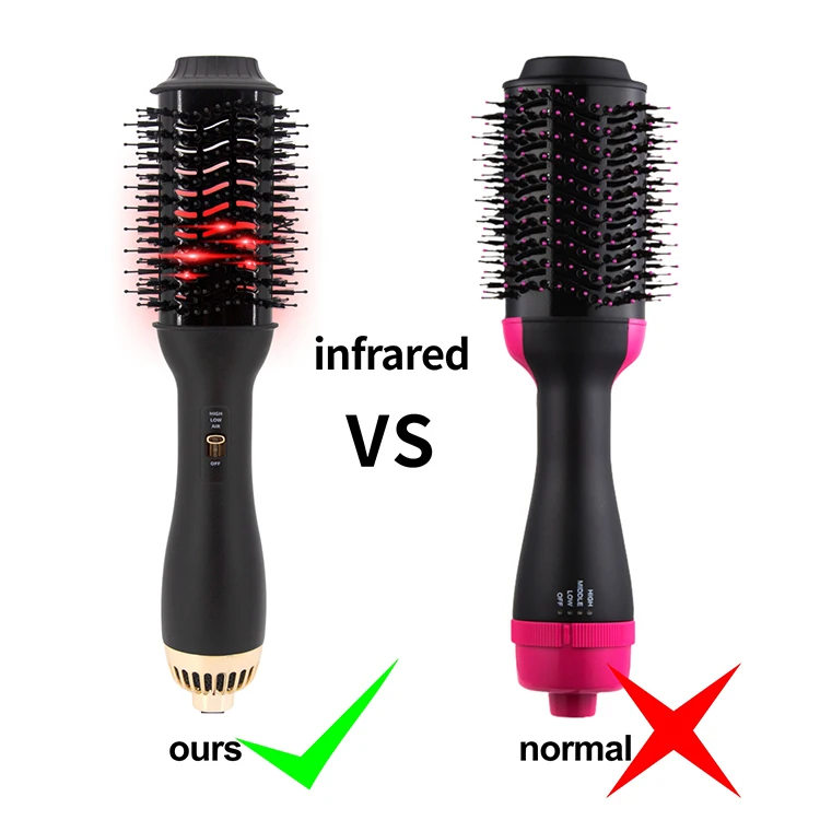 مخصص المهنية 3 في 1 الأشعة تحت الحمراء الساخنة الباردة 1200 واط فرشاة شعر مجفف مشط خطوة واحدة البخاخة مجفف الشعر