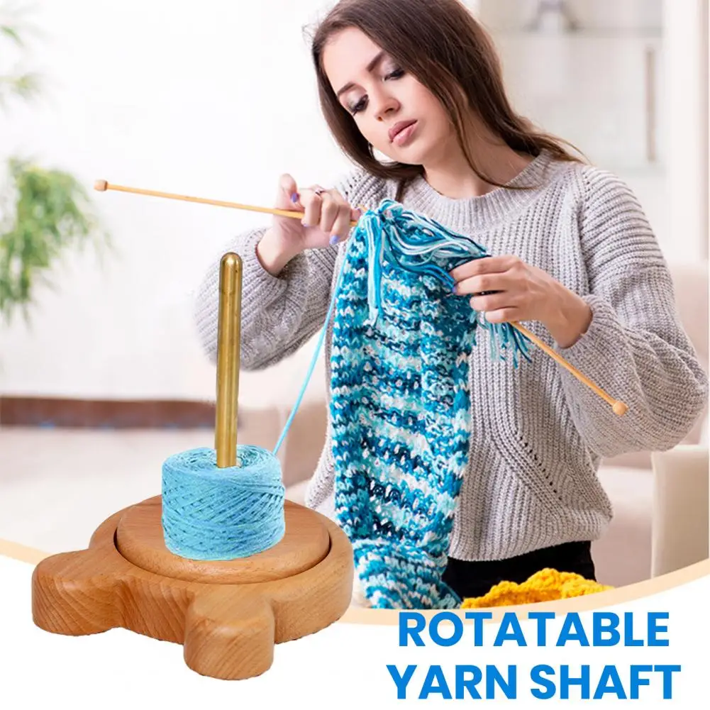 Rotatable Yarn Holder Wooden Yarn Spool Wooden Yarn Ball Winder Stand Spool Holder Set Durable Sewing Supplies for Knitting