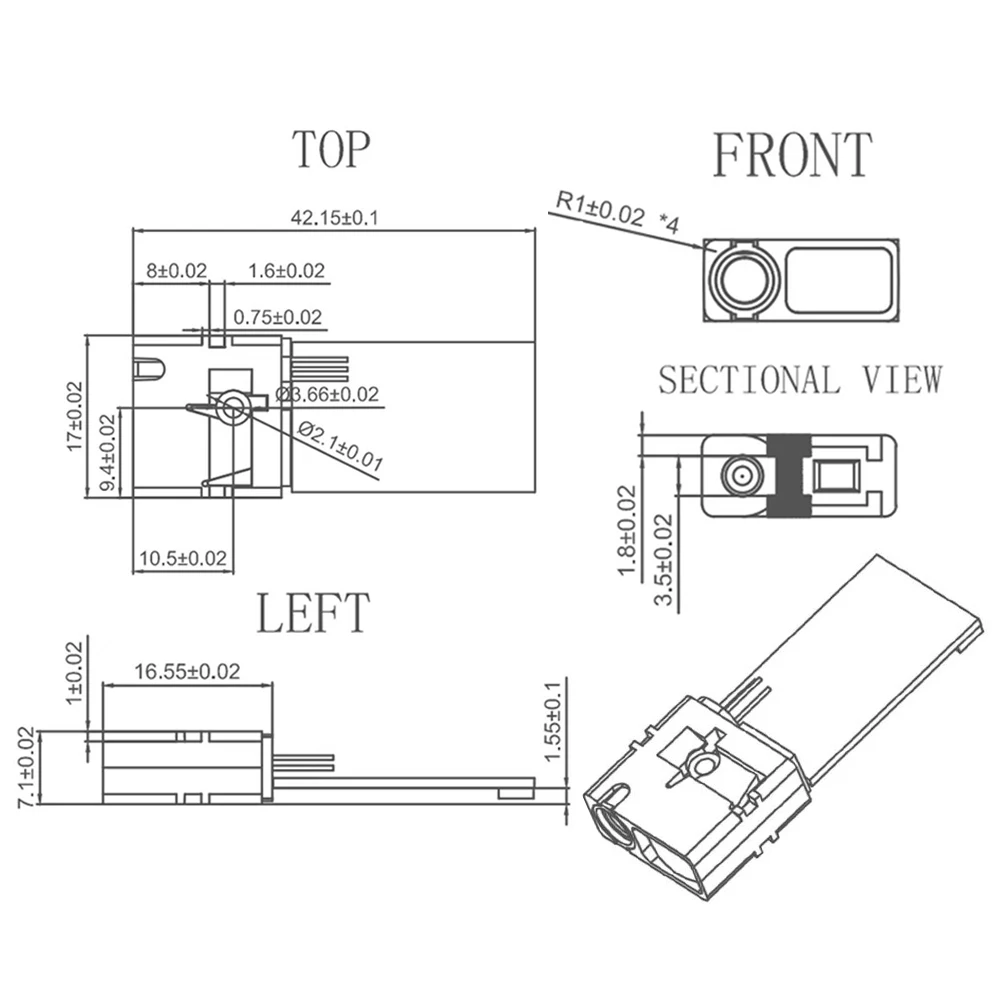 Laser Distance Sensor Module 0.05-60M ±2mm Accuracy 1-20Hz MODBUS RTU IP54 Mini Laser Ranging Module Coaxial Optics