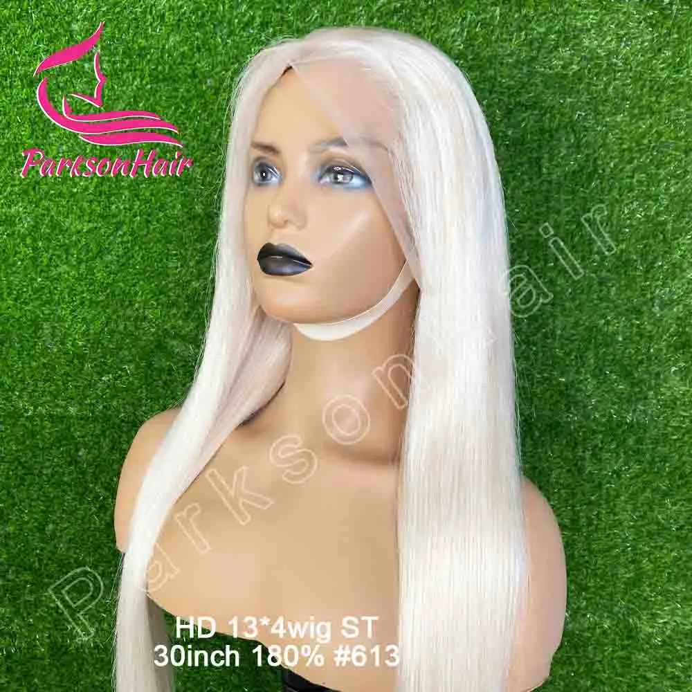 60# 13x4 13x6 Transparent Lace Frontal Wig Brazilian Straight 613 Colored Human Hair T Part Lace Front Wigs Pre Plcuked