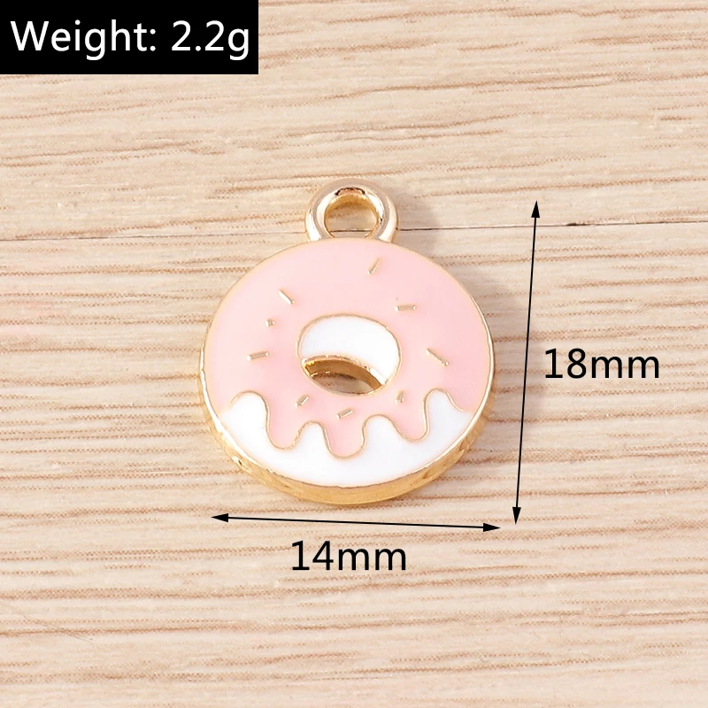 10 Stück süße Lebensmittel Charms Emaille Dessert Donut Charms Anhänger für Schmuckherstellung Ohrringe Halskette Armband DIY Handwerk Zubehör – Detail 1