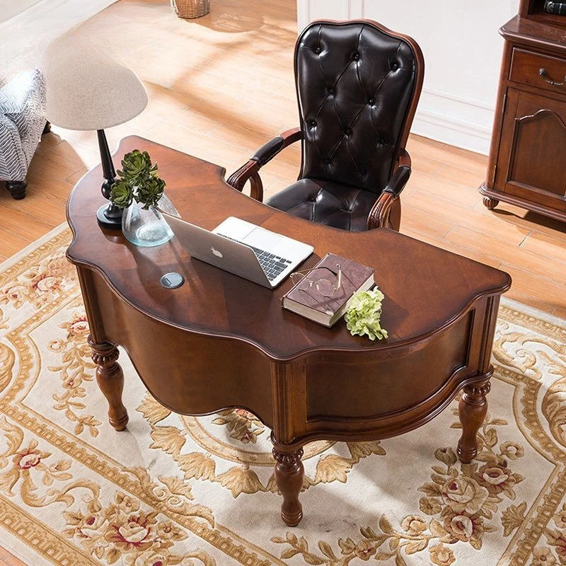 American desk European curved boss table, retro atmospheric study desk single table 1.5 meters household desk