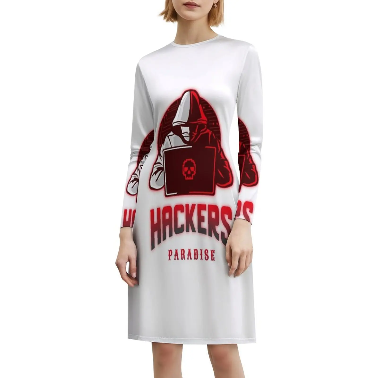 الكمبيوتر هاكر Preppy نمط فستان قصير للنساء ألف خط فضفاض صالح فستان يوم غير رسمي الكمبيوتر القراصنة الطالب الذي يذاكر كثيرا وادي السيليكون المرأة #6