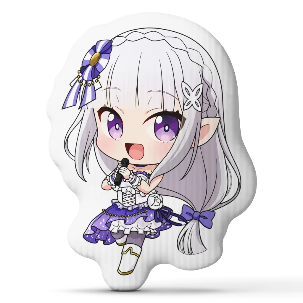 Re Zero Emilia Anime Chibi Idol Plush Pillow Cushion Irregular Stuffed Throw Pillow Home Decor Gift Sofa Bed Couch