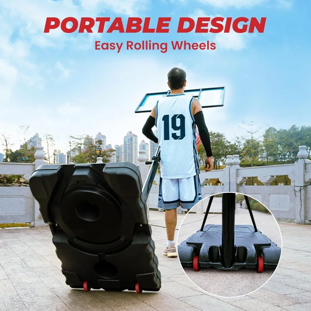 Verstelbaar 5,6-10FT basketbaldoelsysteem, 44-inch buitenring voor kinderen en jongeren, perfect voor spelen in de achtertuin