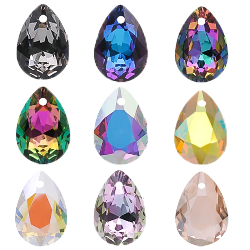 10pcs K9 Glass Teardrop Crystal Glass Pendant Top Drilled Transparent Loose Pendants Bead DIY Earring Jewelry Accessories Making