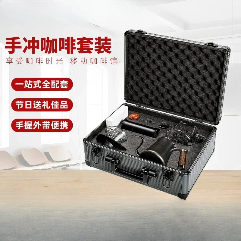 Portable hand-brewed coffee equipment set, bean grinder filter set