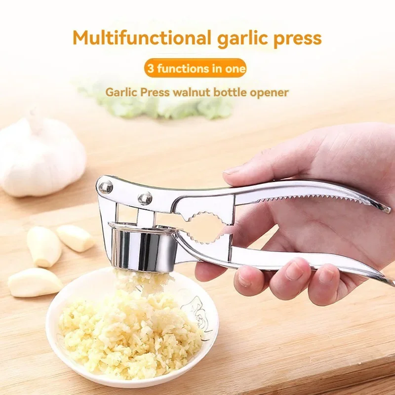 5 In 1 16*5cm Garlic Press Kitchen Stainless Steel Garlic Smasher Crusher Mincer Manual Press Grinding Tool Kitchen Accessories