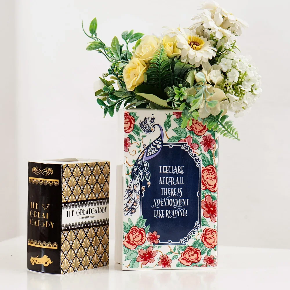 Florero de cerámica para libros, decoración de estantería bonita del orgullo y prejuicio, regalo único para amantes  los libro