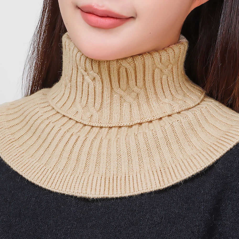 

Solid Color Knitted Fake Collars Woolen Clothing Accessories Knitted Neck Scarf Decorative Collars Twist Braid All-match Stylish