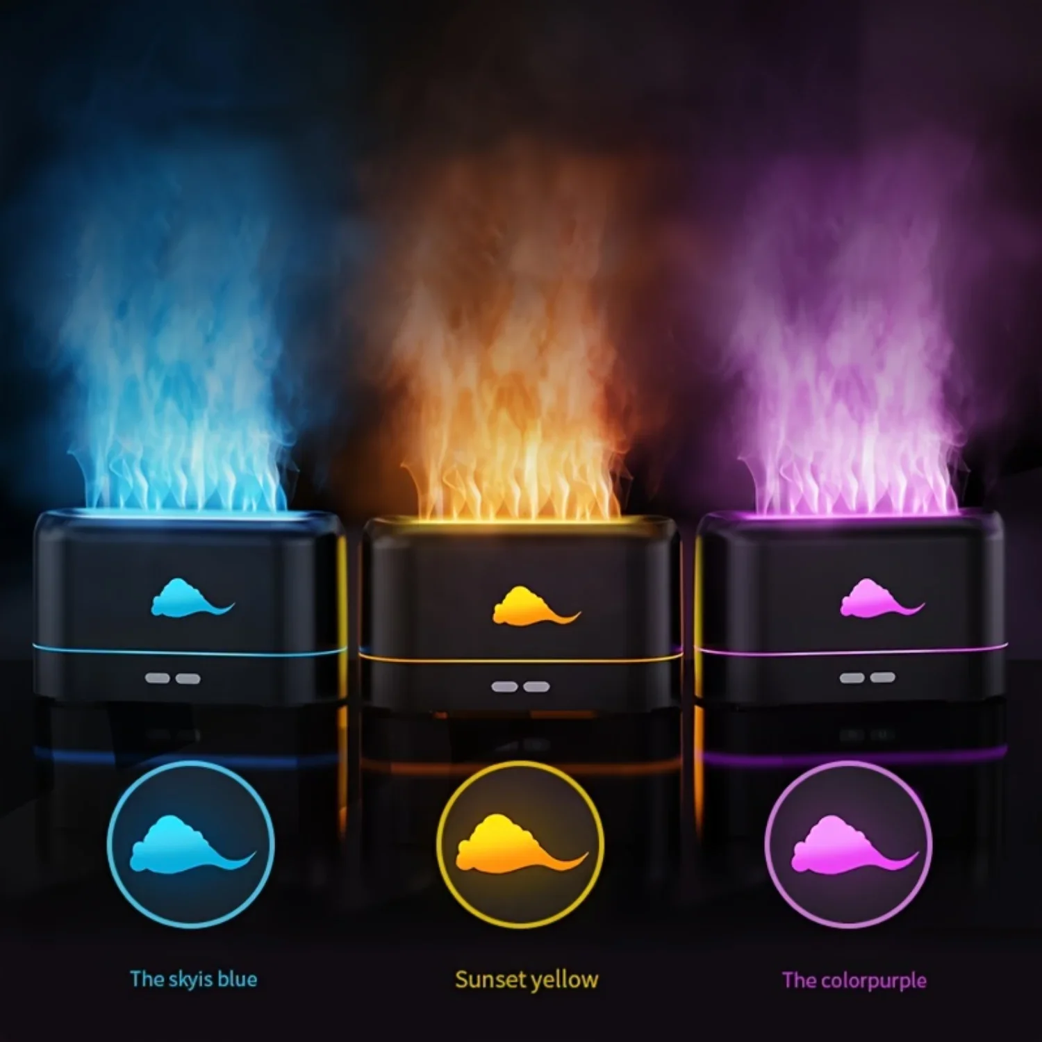 Portable Flame Air Diffuser & Humidifier - Auto-Off Protection - Ideal for Home, Office, Yoga - Noiseless Essential Oil Diffuser