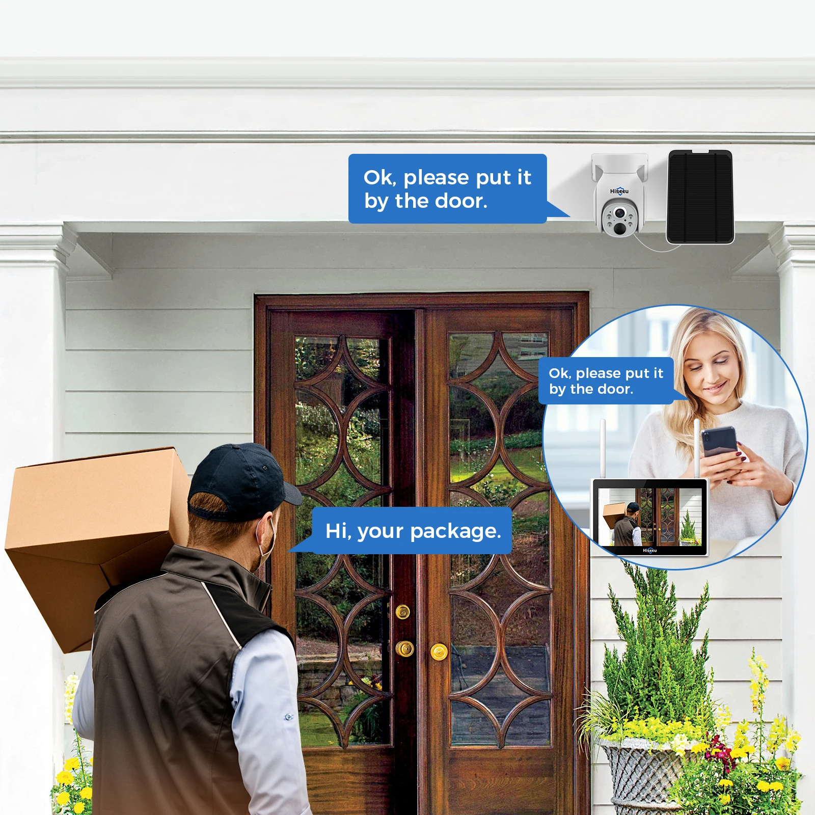 Hiseeu 10CH NVR 4MP WiFi PTZ Solar IP Cameras System Kit Color Night Vision Human Detection P2P Outdoor Wireless Security System