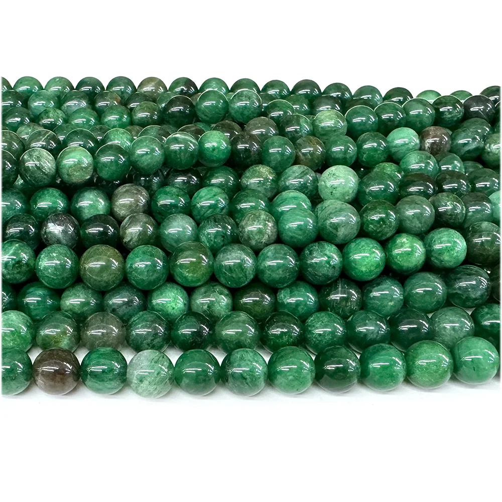 Veemake Natural Green Chlorite Euchlorite Fuchsite Round Smooth Loose Beads 08119