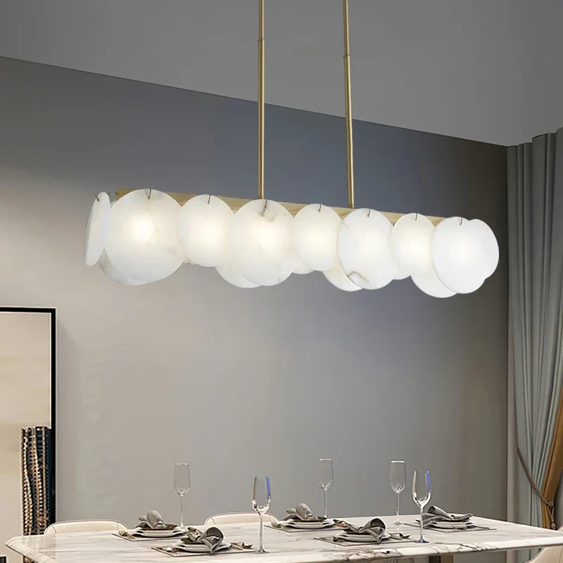 Nordic Alabaster Chandelier Designer Modern Copper Pendant Light for Living Room Island Dining Room Decor Spanish Marble Lamp