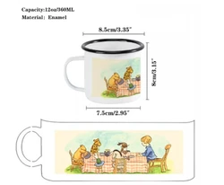 Funny Cartoon Tmall Enamel Mugs Camping Enamel Mug Adventure Campfire Party Beer Juice Cup Mountain Handle Cups Gifts For Camper