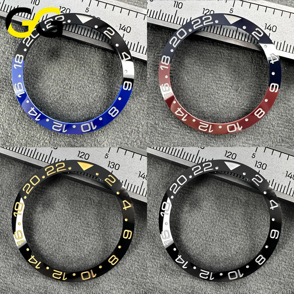 38mm * 30,7mm Keramik-Lünette GMT Hochwertige Uhrenlünette Uhrenteile Zubehör Geneigtes Einlege-Modul – Detail 1