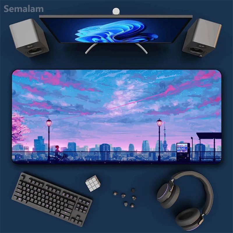 

Dreamy Night Scenery Desk Pad Versatile XXL Mousepad Gaming Mouse Mat Non-slip Mousepad for Keyboard Office Computer PC Desk Mat