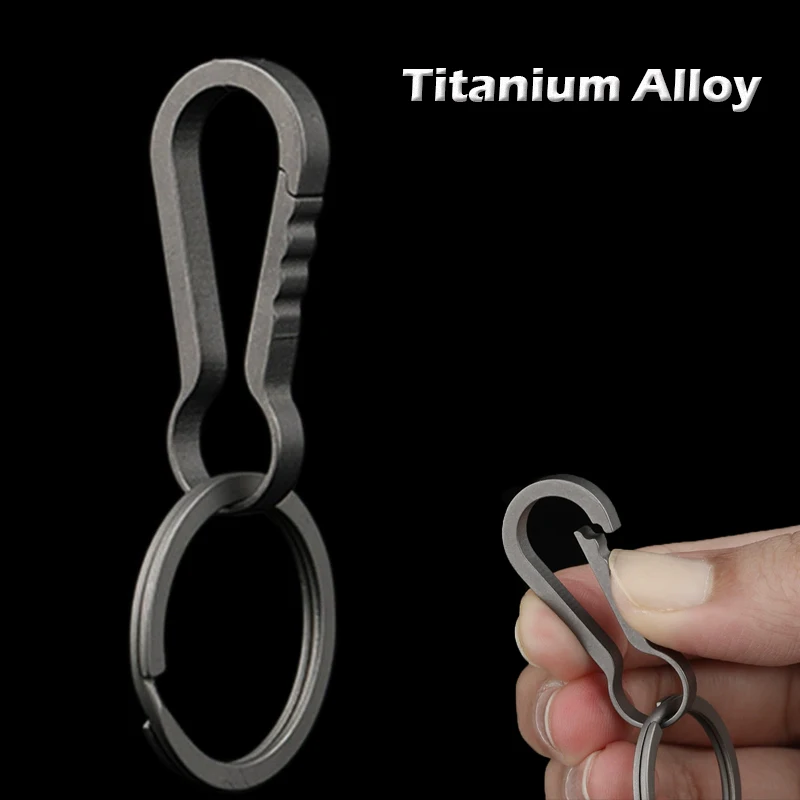 Titantium Carabiner Keychain Key Ring Key Holder for Camping Hiking Fishing Travel Outdoor  Car Accessor Waist Hanging Chain Rin