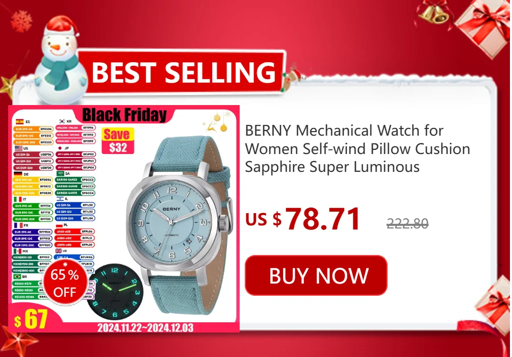 BERNY Orologio Da Uomo Quadrato Dorato - Cronografo Analogico Al Quarzo Con Cinturino In Acciaio, Impermeabile 3ATM, Regalo Perfetto