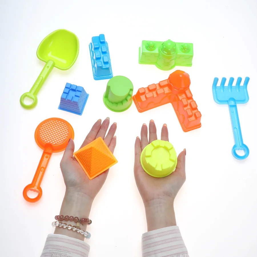 11pcs Castle Beach Toys, with Large Castle Beach Bucket and Small Castle Mold, Castle Beach Gifts for Children, Random Colors