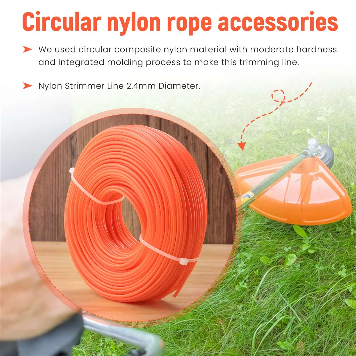 Nylon Trimmer Line, Diameter 2.4 Mm,Length 86M,Round Grass Trimmer, Thread, Weed Trimmer, Brush Cutter Threads for Park