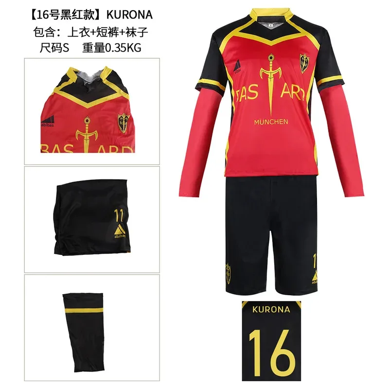 CyBlue Lock Reo Rin Shidou Isagi Bachira Kurona Chigiri Kaiser أنيمي تأثيري حلي شعر مستعار كرة القدم التدريب موحدة مجموعة كاملة Outf