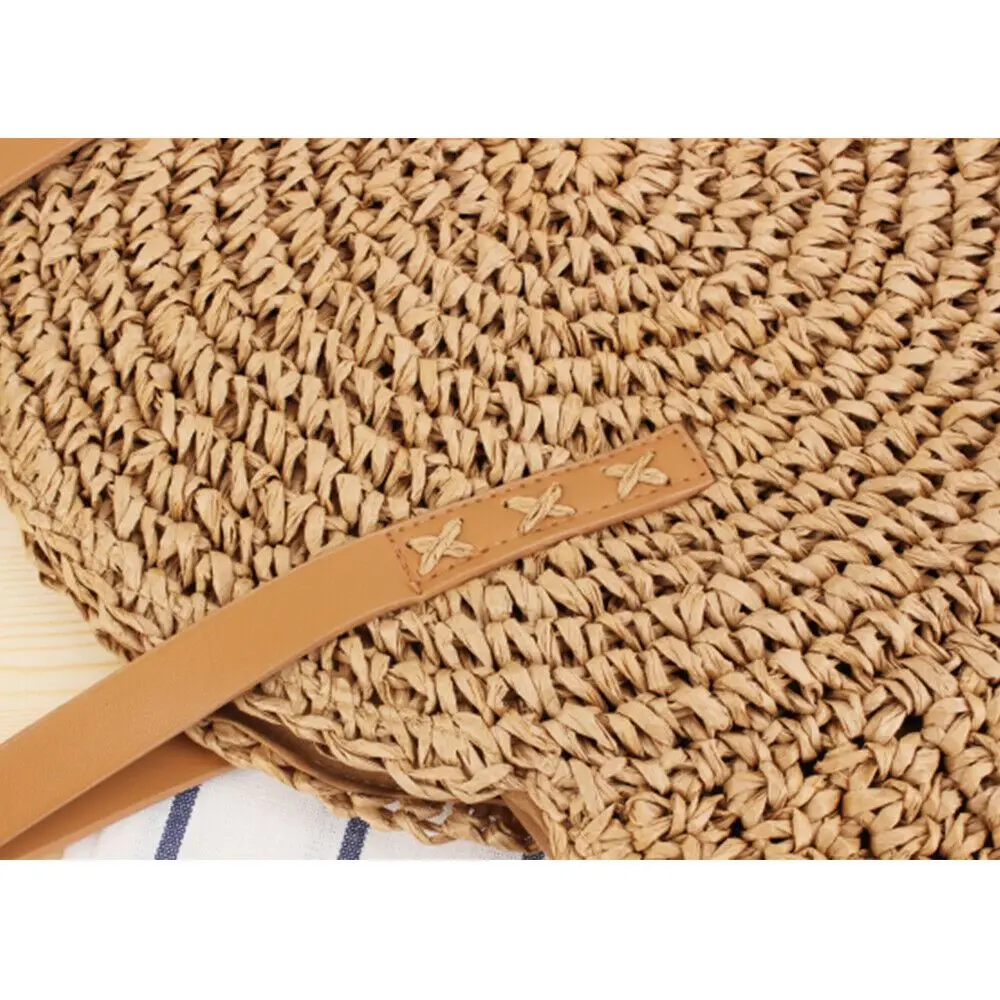 44*41*24 cm Beach Braided Women Boho Woven Handbag Summer Beach Tote Bohemia Straw Bag Round Rattan Shoulder Bag Fashion