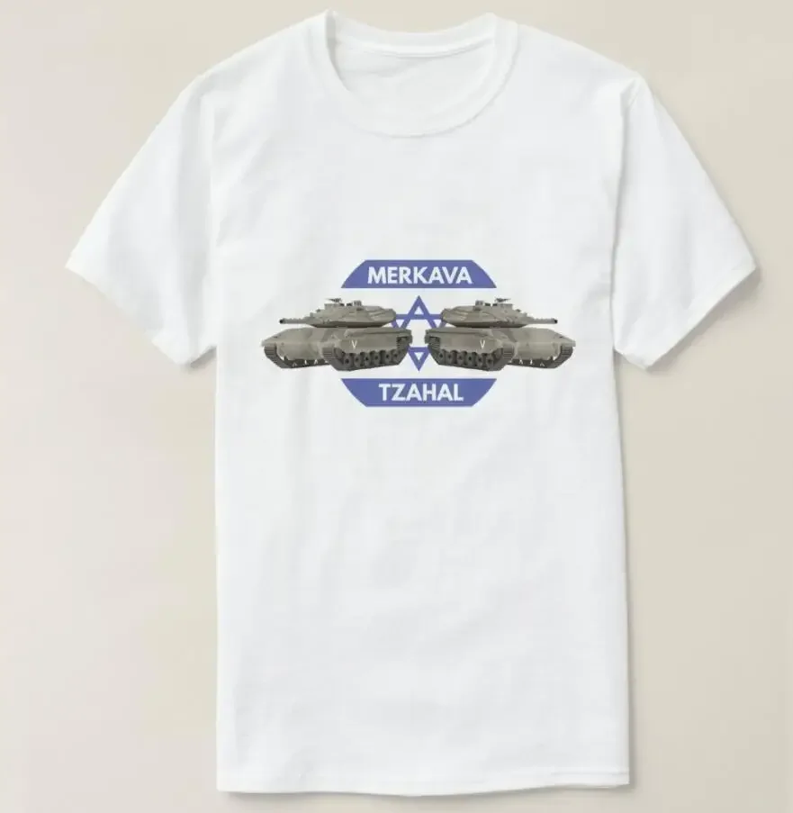 Israeli Tanks Merkava with Flag Men T-Shirt Short Sleeve Casual 100% Cotton O-Neck Summer Mens Clothing