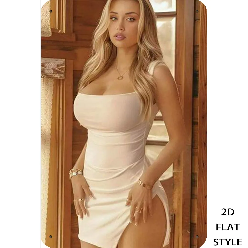 2D Flat Iron Wall Decor Gold Blonde Lady Sign 8x12 Inch for Halloween Christmas Party Home