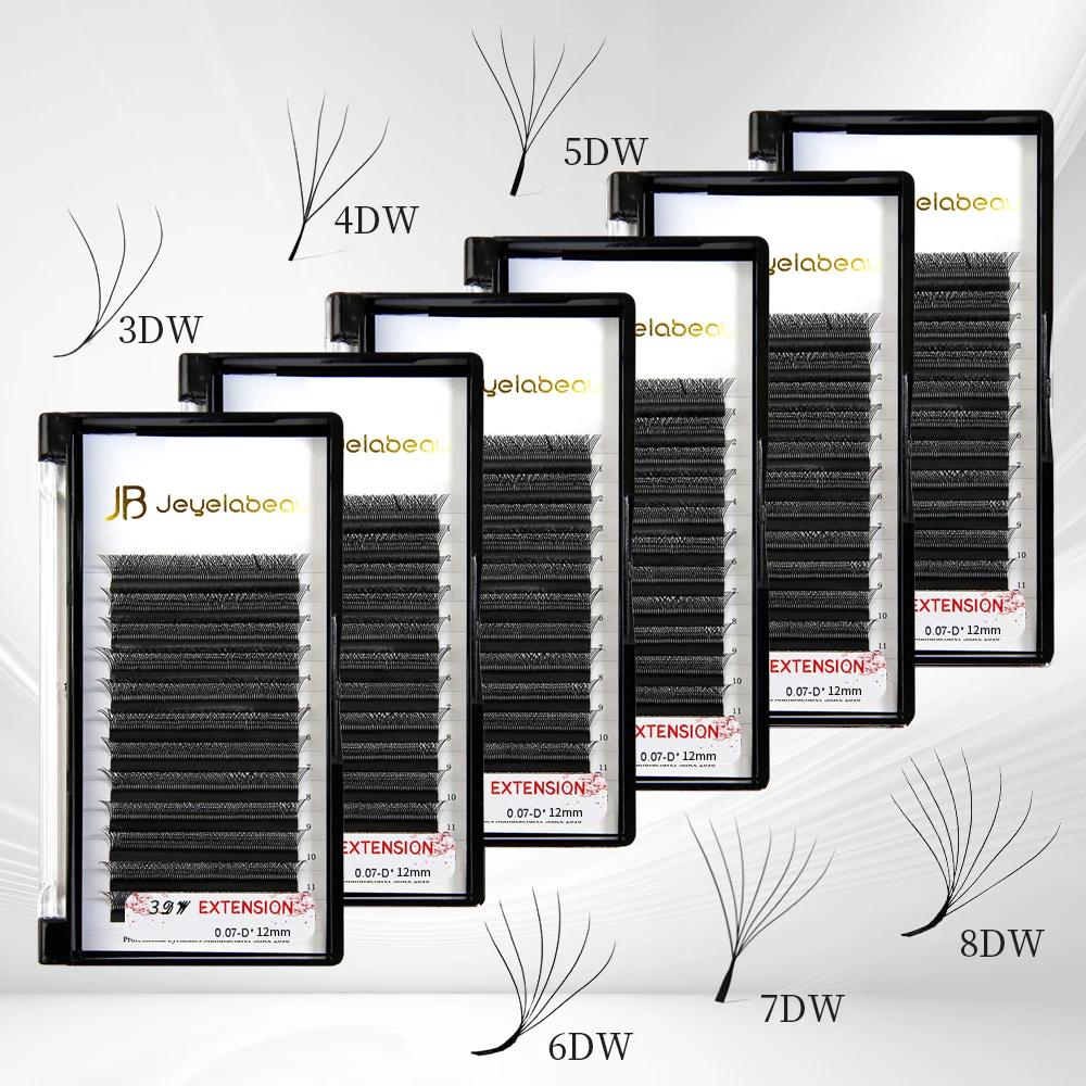 JB Jeyelabeau W-shape Lashes Extensions 3D/4D/5D False Eyelashes 6D/8D Faux Mink Bloom Eyelash Premade Volume Fans C/D 0.07