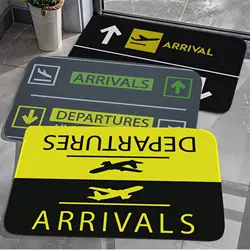 Aircraft Aviation Departures Arrivals Door Mat Kids Room Bedroom Balcony Anti-Slip Doormat Living Room Bedside Area Rugs