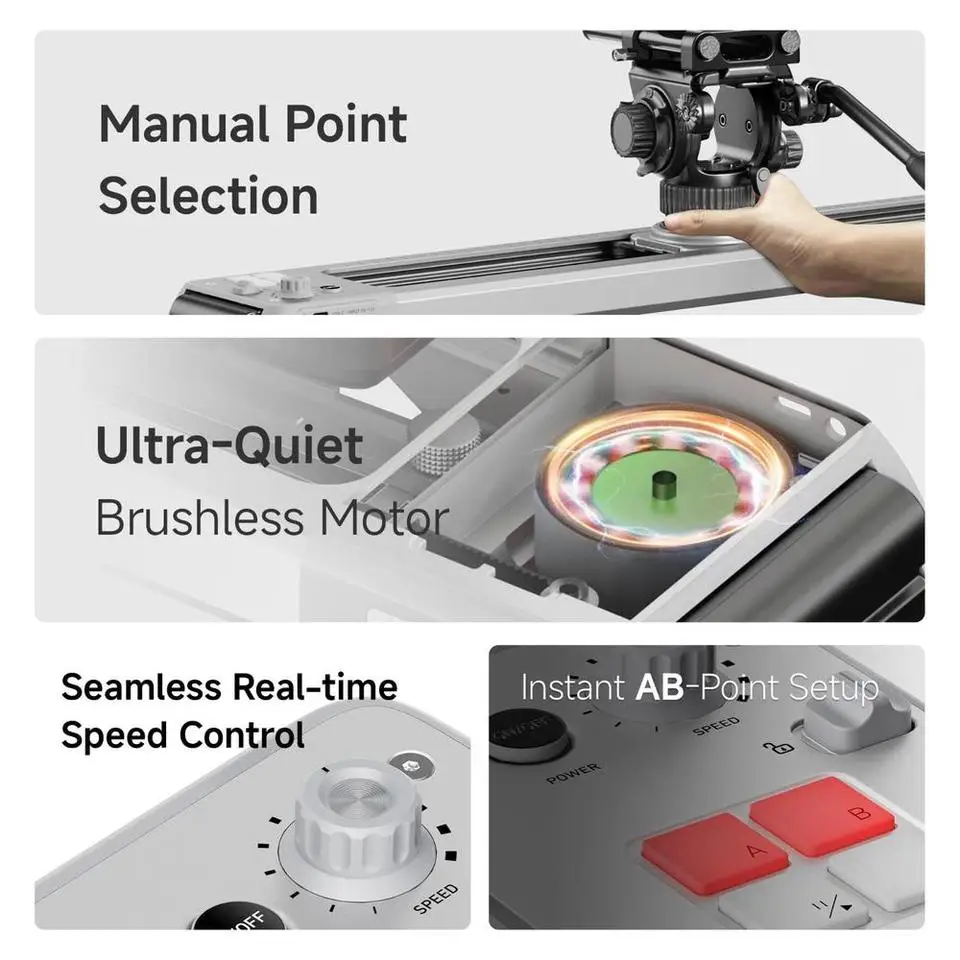ZEAPON EVO D40 D60 Ultra-Quiet 125° Panorama Rotating Motorized Slider App Control for DSLR Camera Video Shooting