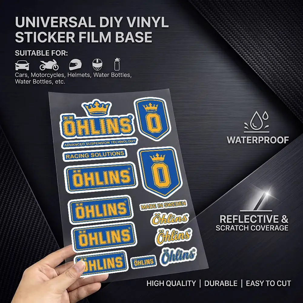 for OHLINS High Visibility Reflective Waterproof Decal Scratch Hide Sticker Fit Car Motorcycle Helmet Refrigerator