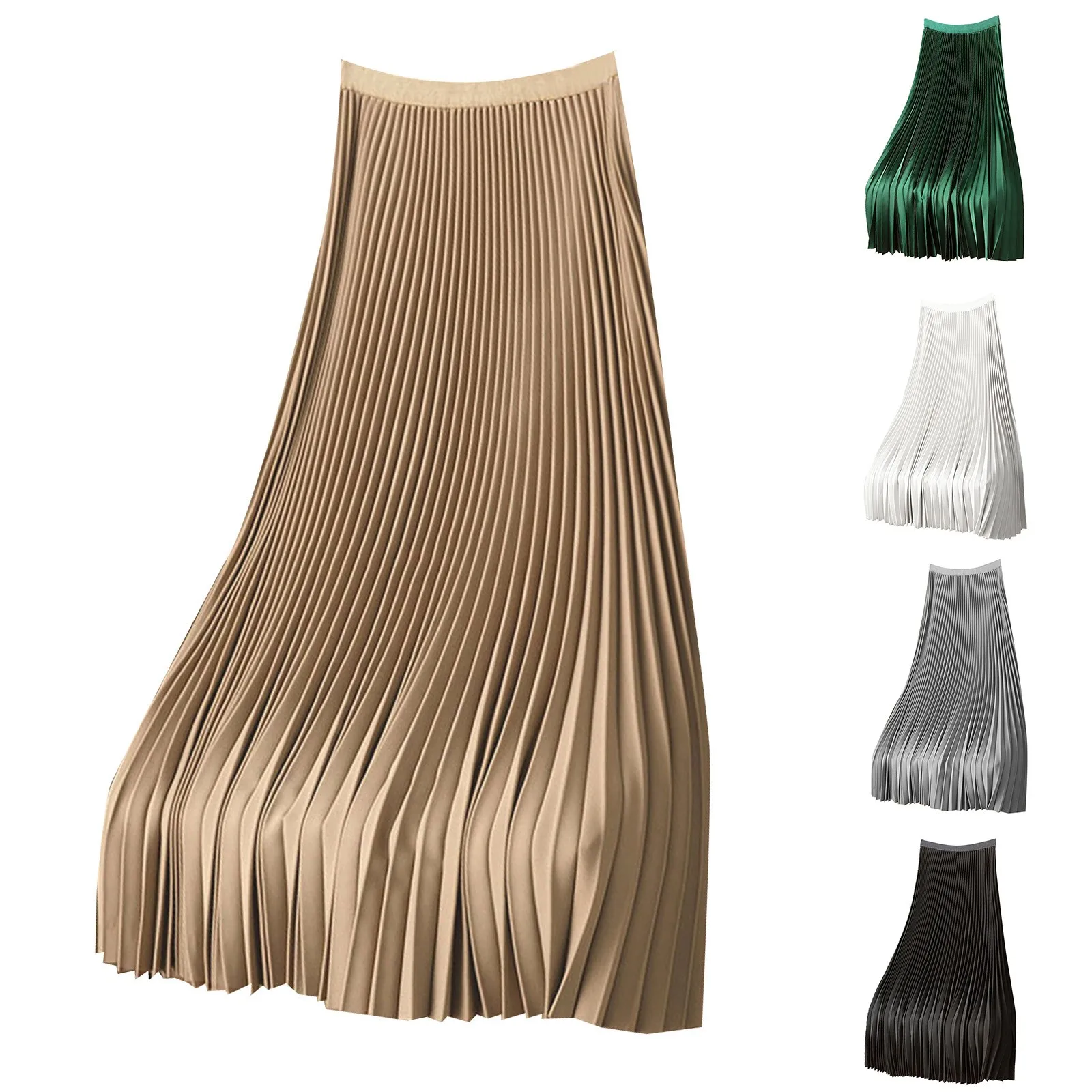 2024 Hot Women Solid Color Premium Satin Pleated Skirt Casual Comfortable Plus Size Versatile Skirt Leather Skirts For Women