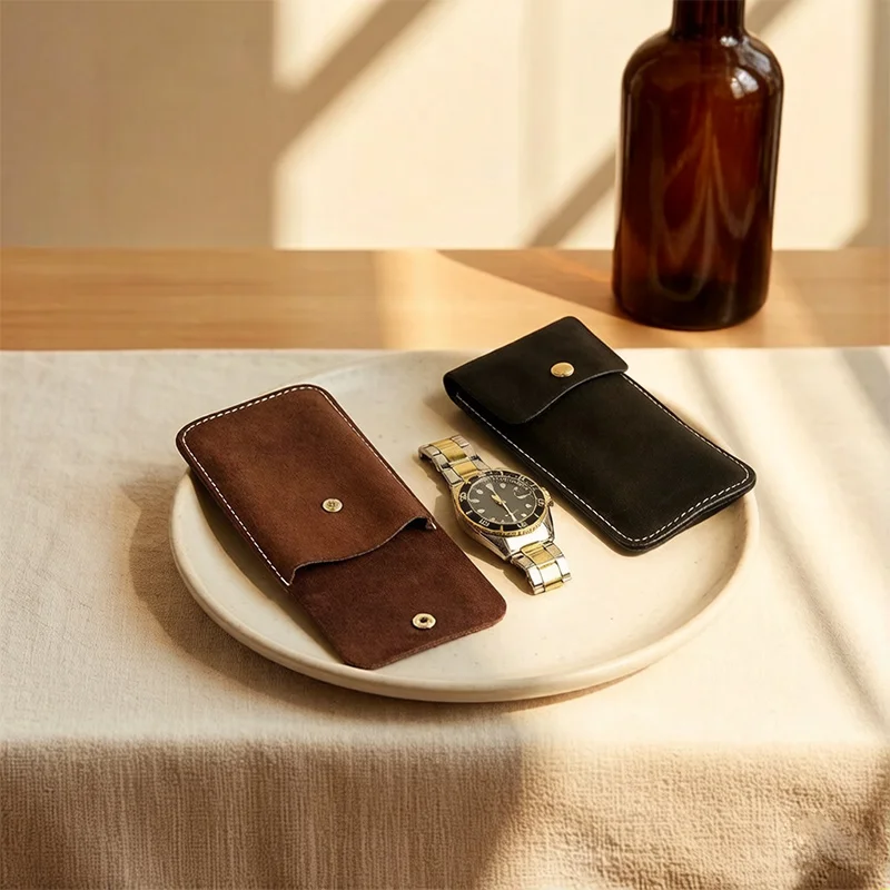 Estuche de Almacenamiento para Relojes Vintage Multicolor, Bolsa Protectora para Relojes de Pulsera, Estuche Portátil para Relojes de Negocios para Hombre